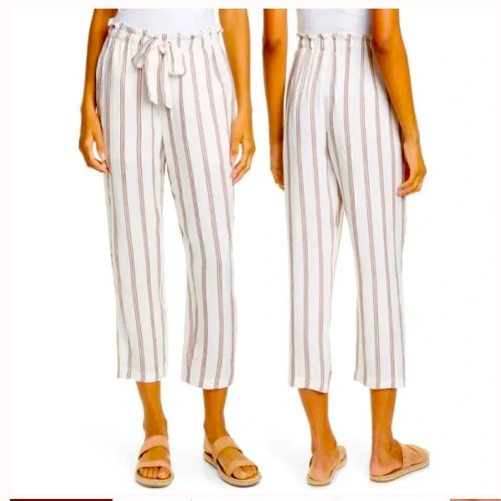 JOIE Cavell Stripe Tie Waist White Pants MEDIUM